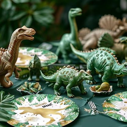 Gold Dinosaur Birthday Party Favors & Decorations - Dinosaur Theme Tableware Set with Plates, Napkins, and Forks - style: Gold Dinosaur