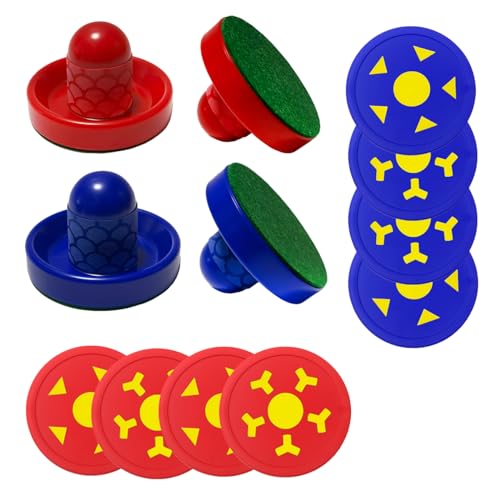 Air Hockey Pushers and Air Hockey Pucks, Non-Slip Strikers and Dynamic Pucks for Air Hockey Table Game for Adults and Kids,Replacement Accessories for Game Tables - color: Red and Blue