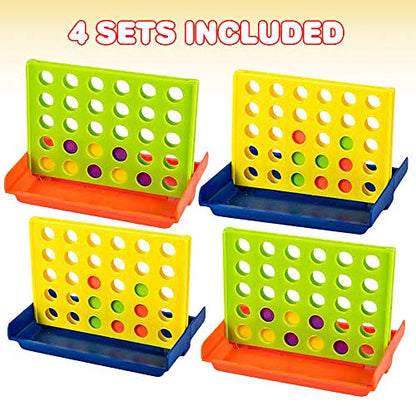 Gamie 4 in a Row Game - (Set of 4) - Line Up Four Pegs in a Row Games with Foldable Board and 30 Pieces Each, Classic Four in a Row and Family Fun Games, Educational Learning Game for Children
