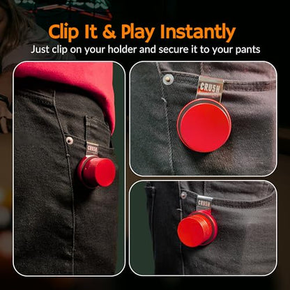 Magnetic Chalk Holder with Lid & Belt Clip – Round Billiard Pool Cue Chalk Holder with Strong Magnet, Portable Snooker Chalk Case for Players - color: Red