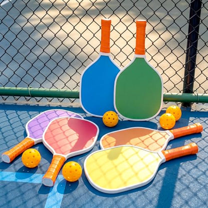 Wood Paddleball Racket Set PE Equipment for Elementary School Paddle Ball Racket with Non Slip Grip Physical Education Class Equipment for Men Women - size: Bright Solid