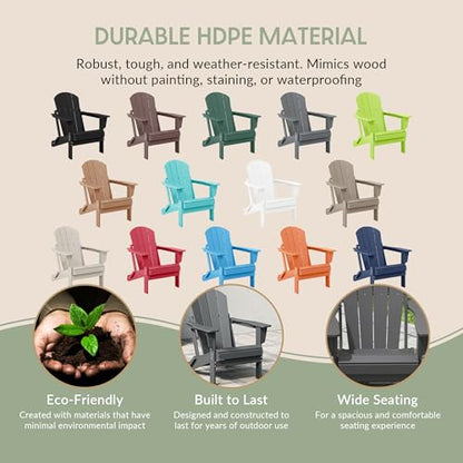 WestinTrends Malibu HDPE Outdoor Patio Folding Poly Adirondack Chair, Gray - color: Grey, size: 1 Chair