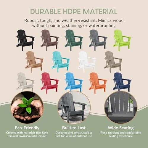 WestinTrends Malibu 2 Piece Set Outdoor Folding Poly Adirondack Chair, Gray - color: Grey, size: 2 Chair