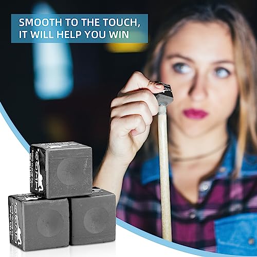 HMQQ Pool Cue Chalk – 12 Pack Billiard Chalk, Low Dust & Anti-Slip Cue Chalk for Smooth, Accurate Shots – 6 Colors Available for Pool Lovers, Home Tables & Clubs - color: Gray