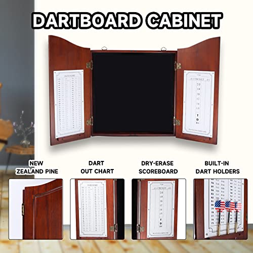 GSE Games & Sports Expert Professional Solid Wood Classic Official Size Dartboard Cabinet with Dart Scoreboard for Game Room. Dartboard & Darts Not Included