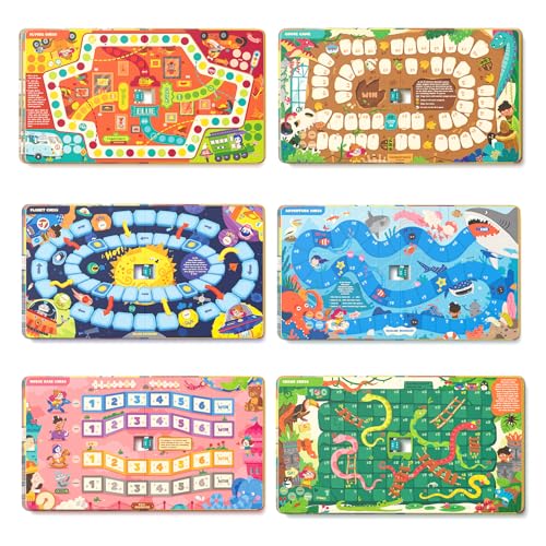 Mideer 6-in-1 Magnetic Travel Games for Kids Ages 3-8, Portable Board Game Book Set - Snakes Ladders, Ludo & More, Travel Essentials for Road Trip Airplane Camping, Educational Toys, Idea