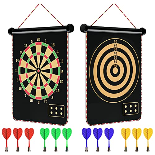 Mixi Magnetic Dart Board Outdoor Game for Kids with 12 Darts, Best Toys Gifts for Teenage Boys Girls Age 5 6 7 8 9 10 11 12 13 14 15 16 Years