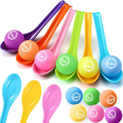 JellyArch 48 Pcs Easter Egg Spoon Race Game Sets for Kids, Easter Game Spoon Relay Race Toy Set for Family Activity Indoor Outdoor Holiday Decorations Party Favors Birthday Supplies(Wreath)