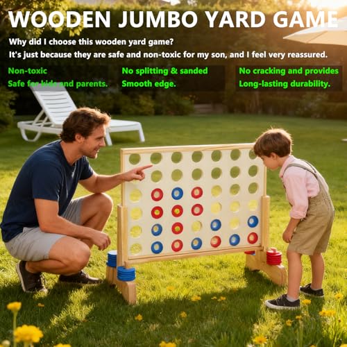 Giant Wooden 4 in a Row and Six Player Croquet Set 28"