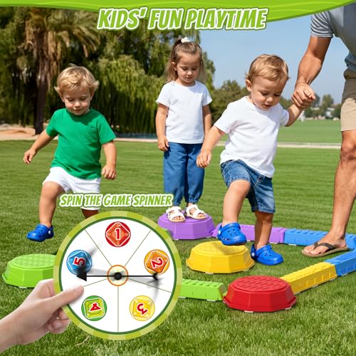 HYES Balance Beams Stepping Stones for Kids, Obstacle Courses Sensory Toys for Toddlers, Non-slip Jumping Step Stones Balance Beam Indoor & Outdoor Play Games Birthday Gifts for Boys Girls 3-5 - style: 5 Pads & 8 Beams