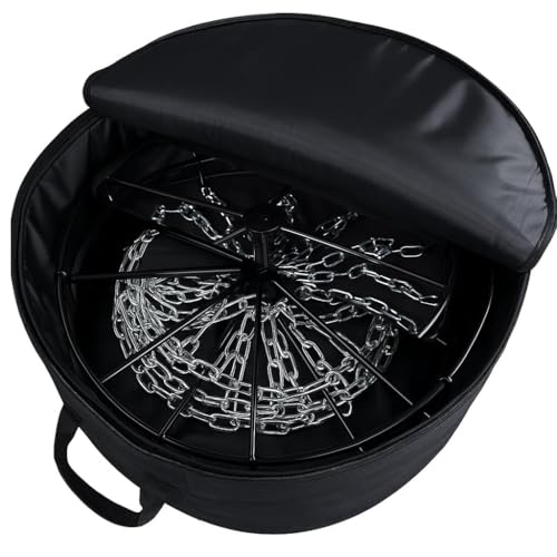 Disc Golf Basket Carry Bag + Bonus Chain Guard 26.5" Padded Target Case with Shoulder Strap & Dual Disc Pockets, Fits 12–24 Chain Baskets, Heavy-Duty 600D Polyester, Water-Resistant