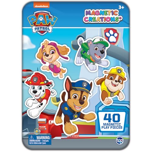 PAW Patrol - Magnetic Creations Tin - Dress Up Play Set - Includes 2 Sheets of Mix & Match Dress Up Magnets with Storage Tin. Great Travel Activity for Kids and Toddlers! - style: Paw Patrol