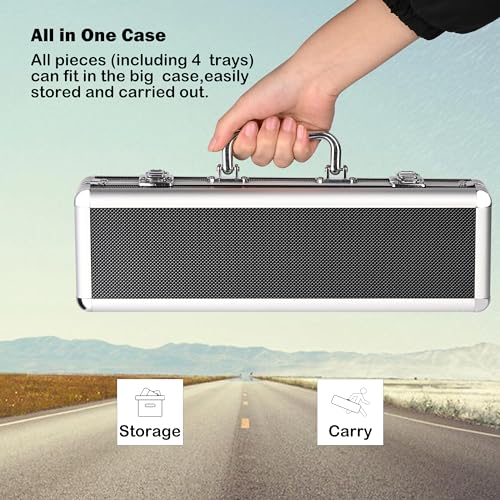 Doublefan Rummy Cube 4 Player Edition, 106 Rummy Cube Game Set with with 4 Plastic Racks in Portable Aluminum Case, Classic Board Game for Adults and
