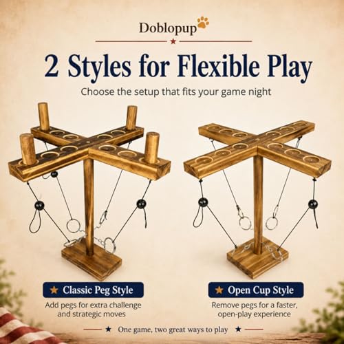 Ring Toss Game for Adults, Tabletop Hook and Ring Toss Game, Wooden Party Game for Backyard, Camping, Patio, Tailgate, Home Bar and Outdoor Gatherings - color: B