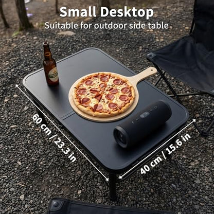 2FT Small Camping Portable Table, Black Aluminum Frame, Adjustable Height up to 21", Lightweight Carry Handle, Portable for Travel, Camping Outdoor Use - size: 2 ft × 1.3 ft × 1.78 ft H, No Umbrella Hole