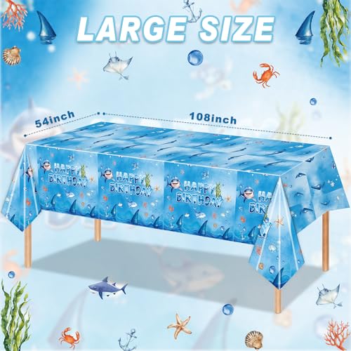 3 PCS Shark Tablecloth Party Supplies Shark Themed Birthday Party Decorations，54 x 108inch - color: Shark
