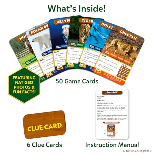 Skillmatics Guess in 10 National Geographic Animals, Educational Card Game for Kids & Families, Animal Trivia & Travel Game, Screen-Free Fun, Gifts for Ages 6, 7, 8, 9 and Up - style: 2. National Geographic