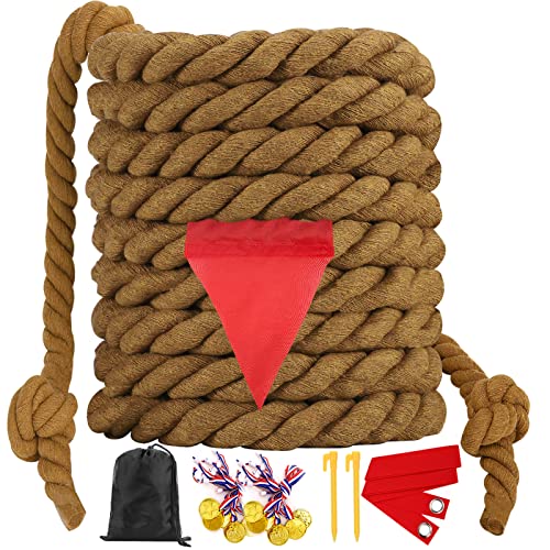 Outdoor Games Tug of War Rope for Kids and Adults, Field Day Family Reunion Birthday Party Games, Camping Picnic Games, Outside Yard Lawn Carnival Game, Fun for Team Building Activities, 20FT, Brown - color: Brown, size: 20 Feet