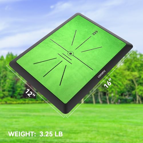COSPOPTIC Golf Hitting Mat with Swing Path Feedback, Heavy-Duty Rubber Base Anti-Slip Golf Training Mat, Extra Replaceable Surface, Portable Practice Mat for Home Office Garage Yard Indoor Outdoor - style: Golf Mat