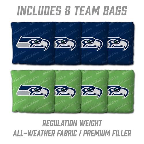 YouTheFan NFL 2' x 4' Slogan Series Professional Wood Cornhole Game with Logo Bags - color: Seattle Seahawks