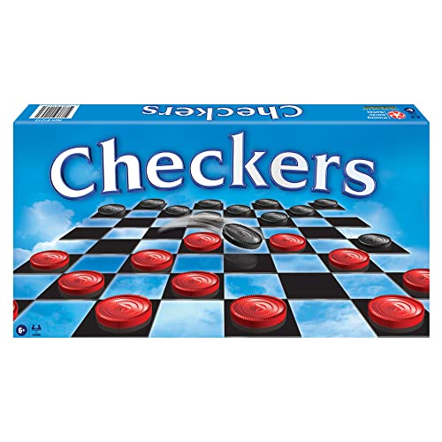 The Game of Checkers, Family Edition, by Winning Moves Games USA | Sturdy board with 24 Plastic Interlocking Checkers, 2 Players, Ages 6+ - size: 15 inches square