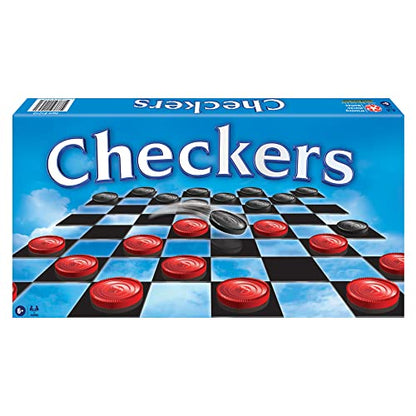 The Game of Checkers, Family Edition, by Winning Moves Games USA | Sturdy board with 24 Plastic Interlocking Checkers, 2 Players, Ages 6+ - size: 15 inches square