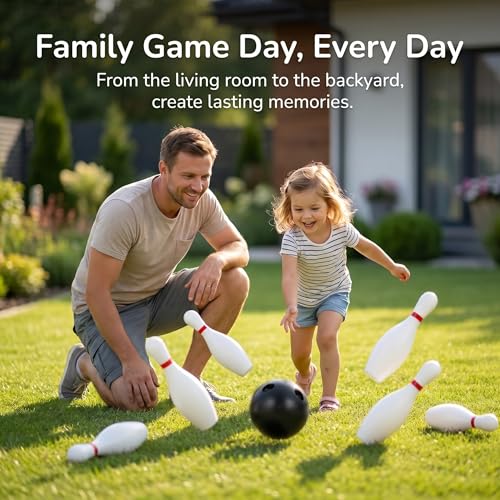 Kisangel 12-Piece Kids Bowling Set, Toddler Indoor Outdoor Plastic Sports Game with 10 Pins and 2 Balls, Lightweight Educational Activity Toy for Boys & Girls Ages 3+