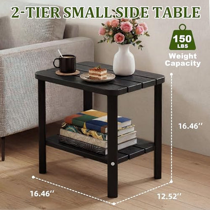 Outdoor Side Table, 2-Tier Small Outdoor Table, Waterproof & Weather Resistant Patio End Tables, Patio Furniture for Garden, Porch, Pool, Lawn, Backyard or Indoor - size: 1PC