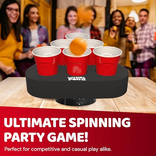 Whirl Pong – The Spinning Cup Pong Game | Rechargeable Rotating Party Game Set | Ultimate College Party, Tailgate & Family Game | Cup Pong Reinvented