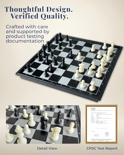 Travel Chess Set Magnetic Portable Folding Chess Board - Small Mini Chess Set - (Small / 7.6 Inch) - size: Small / 7.6 Inch