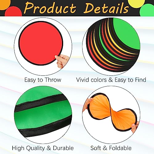 10 PCS Foldable Flying Disc Fans Set with Bag Folding Pocket Beach Flying Disc for Party Favors Summer Outdoor Activity