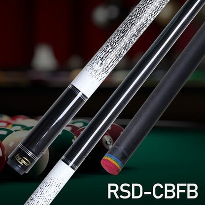 Carbon Fiber Pool Cue Stick 12.5mm Rainbow Tip Low Deflection Pool Stick with Uni-loc Pin Joint and Extension Pool Stick-20 oz - color: White