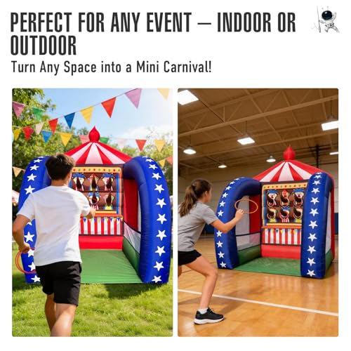 Inflatable Carnival Games — 6.5×6.5×9FT, Built-in Blower, Quick-Inflate — Ring Toss (Quick-Inflate Indoor & Outdoor Game for Backyard Parties, Team Challenges & Festival Events) - style: Ring Toss