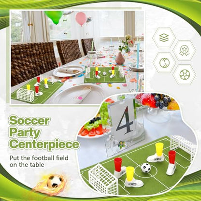 Simgoing 4 Set Soccer Football Centerpieces Table Decor Sports Party Decorations Pitch on The Table Game with 4 Flick Games Set Office Sports Party Favors(Soccer) - style: Soccer