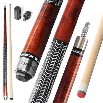 Banly Pool Cue Stick - 58" Canadian Maple Pool Cue 12.5mm Low Deflection Pool Stick Piano Lacquer Finish Professional Cue Stick - color: Flame Brown-Wood Shaft