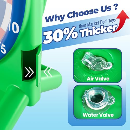 iPlay, iLearn Kids Fun Pool Toys, Inflatable Dart Board Water Games, Swimming Pool Floats, Beach Yard Outdoor Play, Backyard Party Birthday Gift for 6 7 8 9 10 12 Years Old Boys Girls Teen Adult-Green