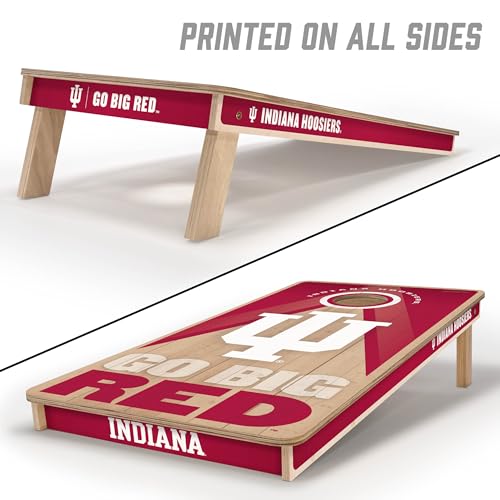 YouTheFan NCAA 2' x 4' Slogan Series Professional Wood Cornhole Game with Logo Bags - color: Indiana Hoosiers