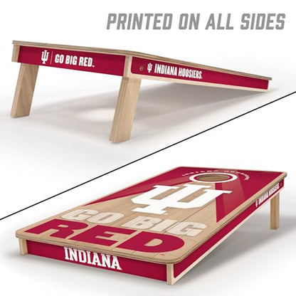 YouTheFan NCAA 2' x 4' Slogan Series Professional Wood Cornhole Game with Logo Bags - color: Indiana Hoosiers