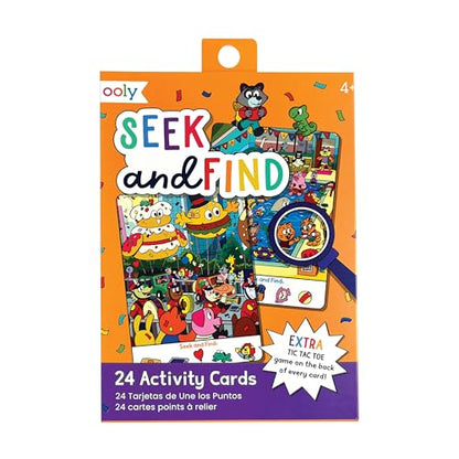 OOLY Seek and Find Activity Cards for Kids - 24 Seek and Find Picture Cards with Fun Themes, Tic Tac Toe on Every Card - Portable Game Set, Ages 4 and Up - style: Seek and Find