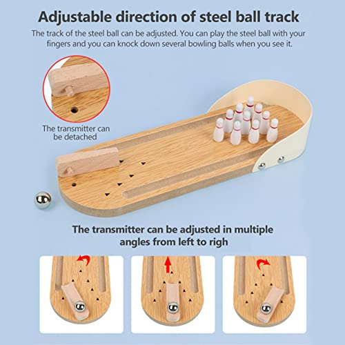 Desktop Bowling Toy - Charming Mini Bowling Set for Kids and Stress Relief for Adults - Stylish Wooden Design - 11.64 X 3.93 Inch Fun Display