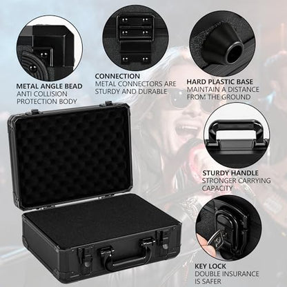 14 Inch Carrying Case With Customizable Pre-Diced Foam, Aluminum Case, Aluminum Alloy Sturdy Build, Storage Case for Microphone, Equipment, Camera, Tools, Recorder, etc - size: 14.2x10.2x5.9 Inch