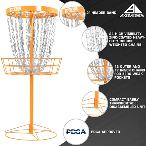 Axiom Discs Pro 24-Chain Disc Golf Basket - color: Orange