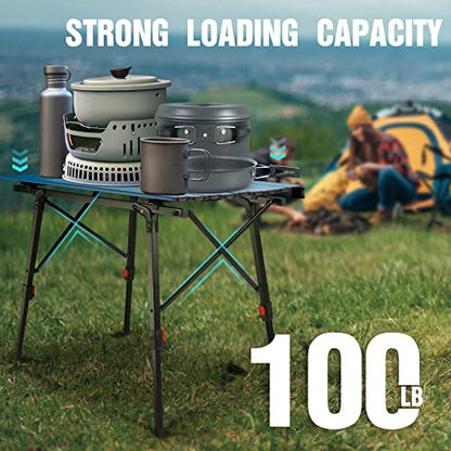 VILLEY Portable Camping Table with Adjustable Legs, Lightweight Aluminum Folding Beach Table with Carrying Bag for Outdoor Cooking, Picnic, Beach, Backyards, BBQ and Party - Blue - color: Blue