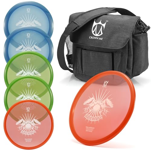CROWN ME PDGA Aprroved Disc Golf Pro Set with Bag and 6 Discs - color: Black