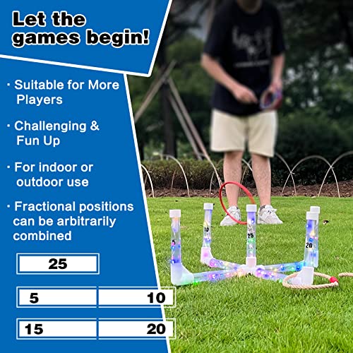 MOLACHI Ring Toss Outdoor Games for Adults and Kids, Glow in the Dark Games as Yard Games for Kids, Glow in the Dark Ring Toss Games with LED Lights, Outdoor Glow Ring Toss for Kid & Adult