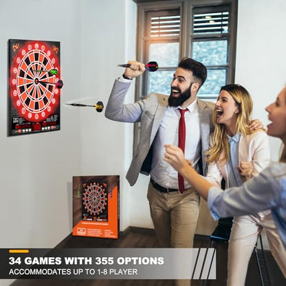 Electronic Dartboard with LED,Dart Boards for Adults,12 Darts Soft Tip, Improved Light-Up Display
