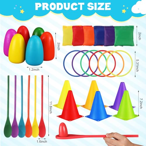 Libima 57 Pcs Carnival Games Combo Set for Kids, Bean Bags Ring Toss Game Dart Board with Sticky Balls Plastic Cones Egg Spoon Race Indoor Outdoor Party Supplies for Boys Girls Adults Birthday Gifts