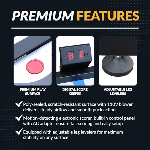 Hathaway Face-Off 5-Foot Air Hockey Game Table for Family Game Rooms with Electronic Scoring, Free Pucks & Strikers