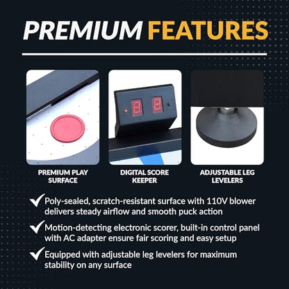 Hathaway Face-Off 5-Foot Air Hockey Game Table for Family Game Rooms with Electronic Scoring, Free Pucks & Strikers