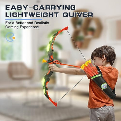 Outdoor Sport Toys Light Up Archery & Toddler Basketball Hoop and Tee Ball Set for Boy Bow and Arrow Set with 10 Suction Cup Arrows Baseball Tee with Automatic Pitching Machine Christmas Birthday Gift